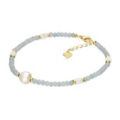 Bratara argint placat cu aur galben cu cristale bleu si perla si DiAmanti CN082BY-AS
